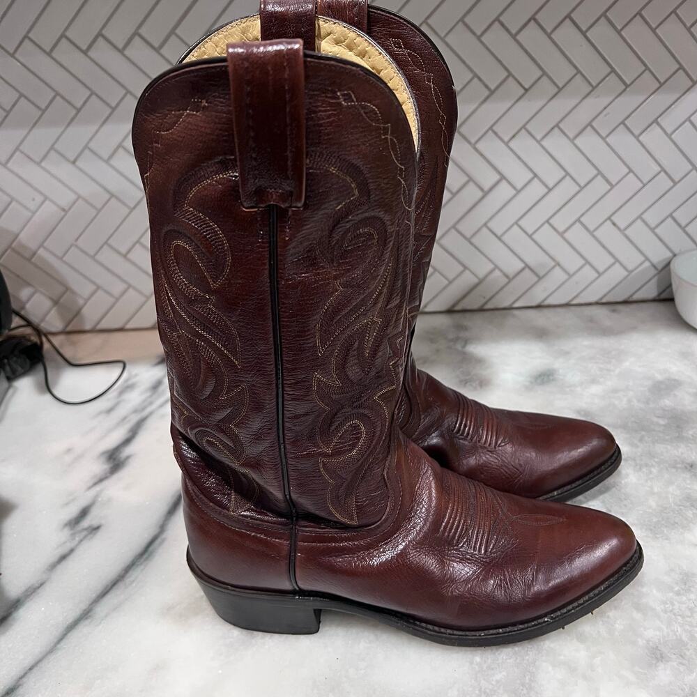 Dan Post Men’s Cowboy Boots DP2111R Leather Western Brown Size 9D Made in Mexico